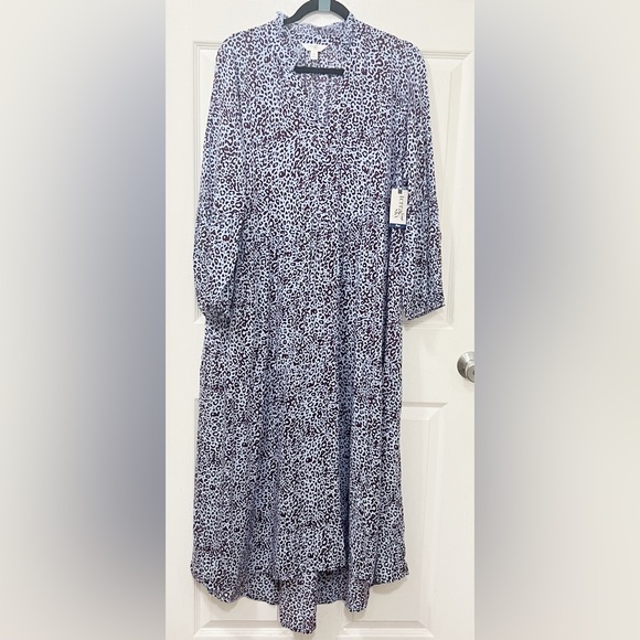 New Terra & Sky Women's Plus Size Long Sleeve Printed Maxi Dress - Picture 2 of 6